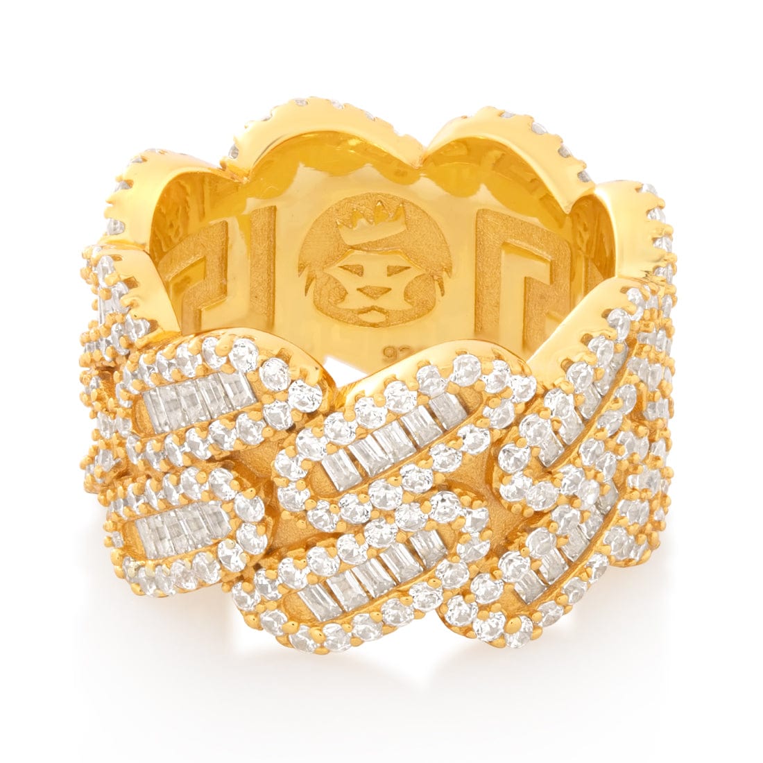 King Ice 14k Gold Plated Diamond Cut Miami Cuban Link Ring RGX14454