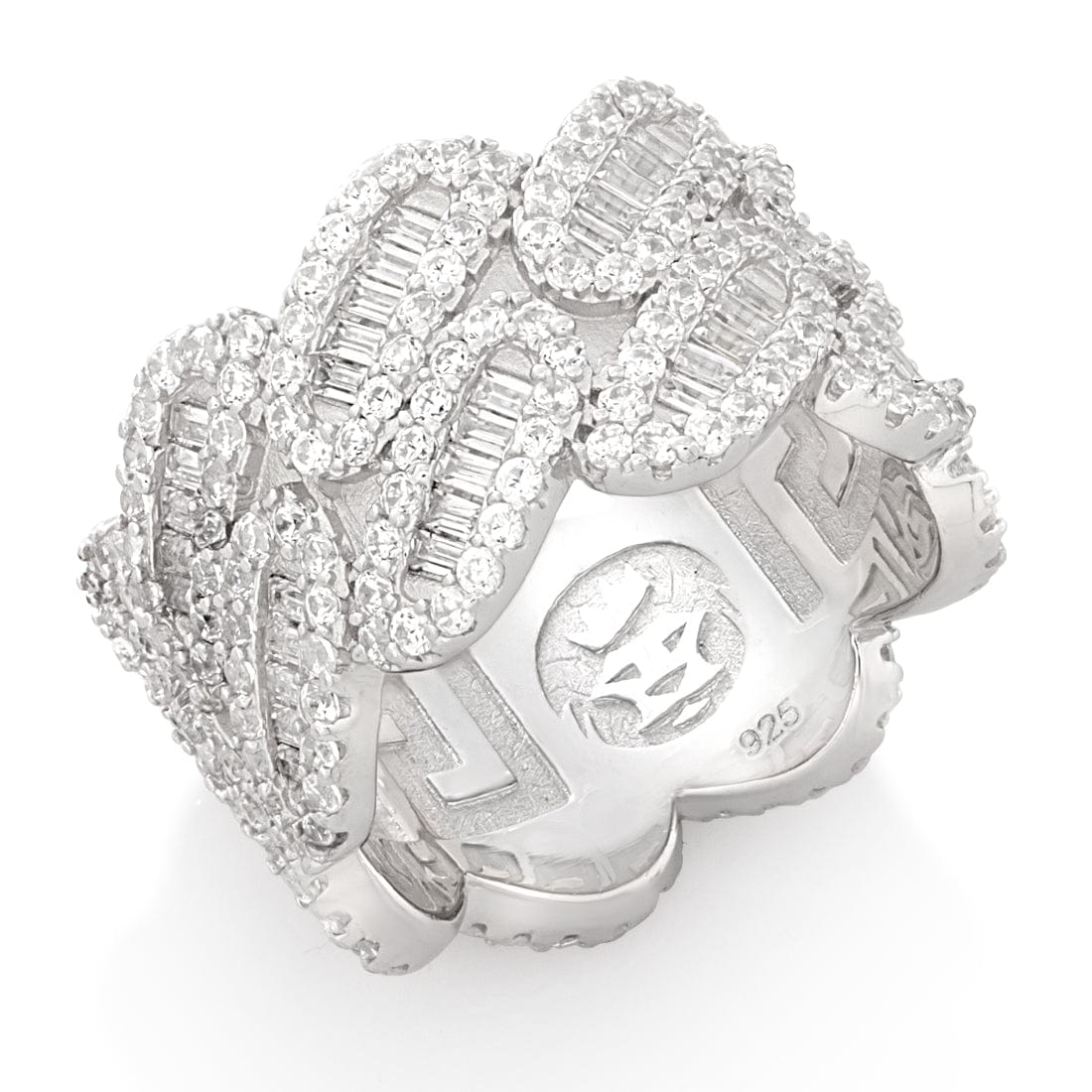 King Ice White Gold Plated Diamond Cut Miami Cuban Link Ring RGX14454