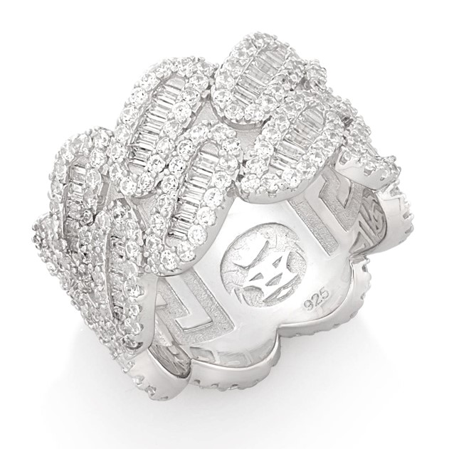 King Ice White Gold Plated Diamond Cut Miami Cuban Link Ring RGX14454