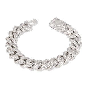King Ice White Gold Plated 15mm Miami Cuban Link Bracelet BRX14101 7"