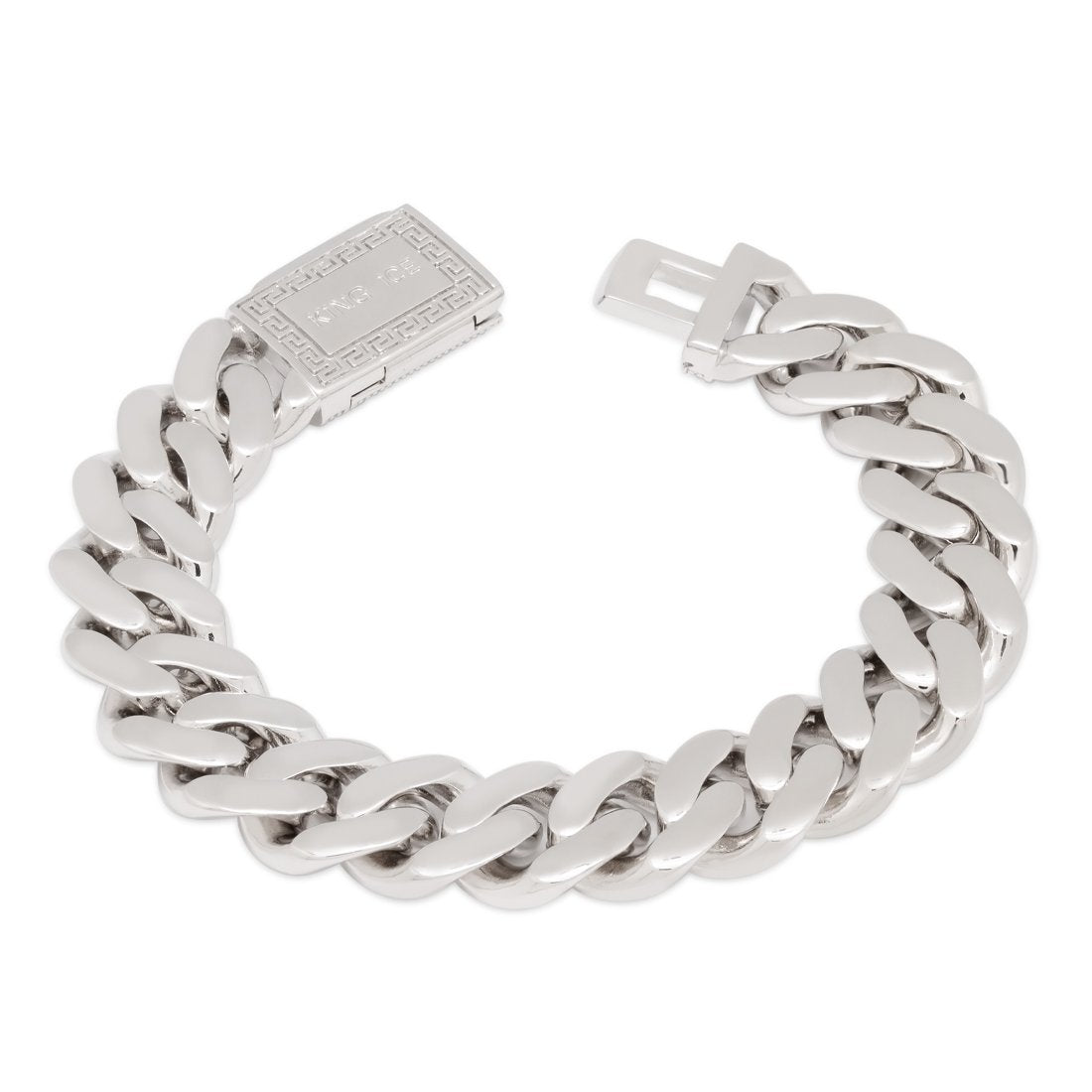 King Ice White Gold Plated 15mm Miami Cuban Link Bracelet BRX14101 7"