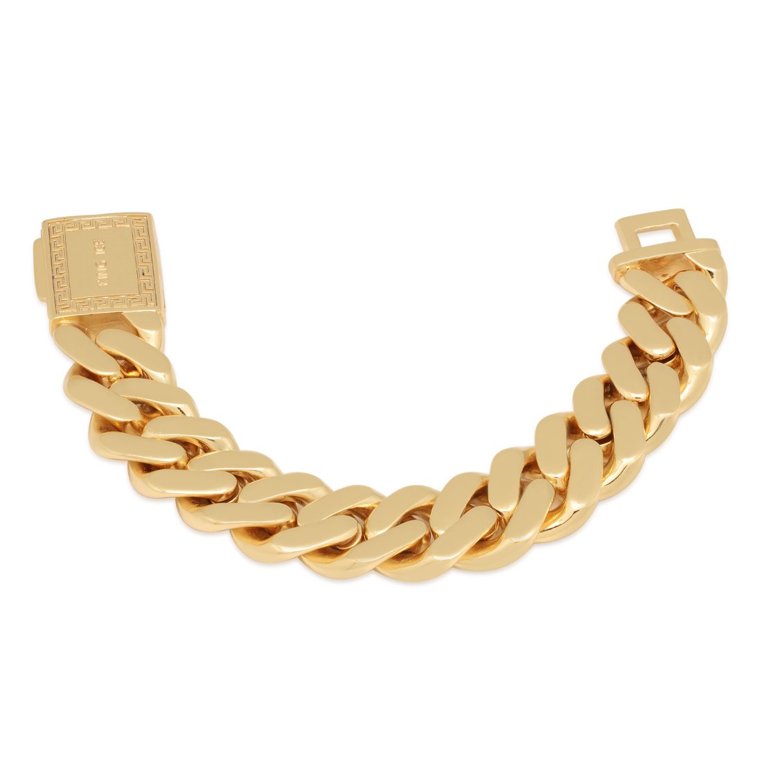 King Ice 14k Gold Plated 18 Miami Cuban Link Bracelet BRX14102 8"