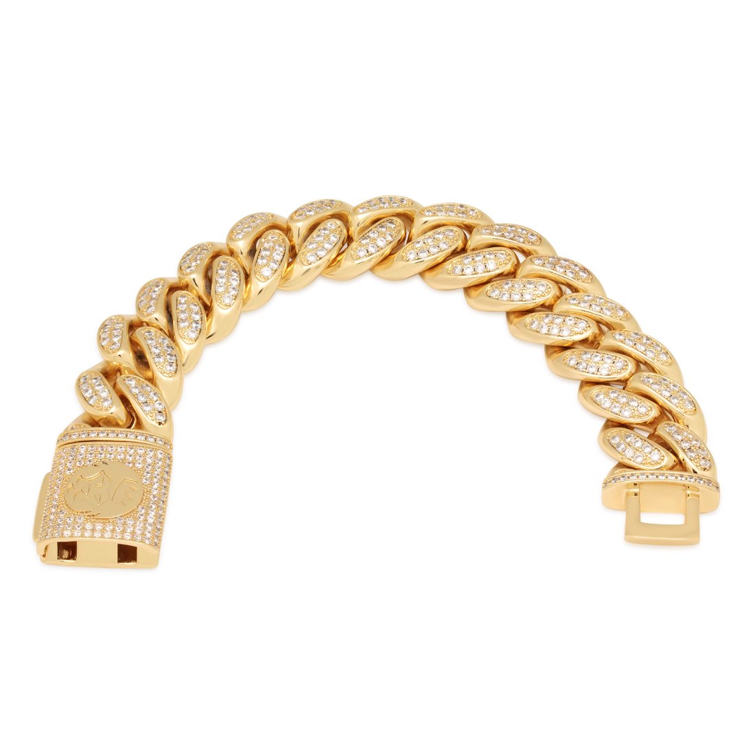King Ice 14k Gold Plated 18 Miami Cuban Link Bracelet BRX14102 8"