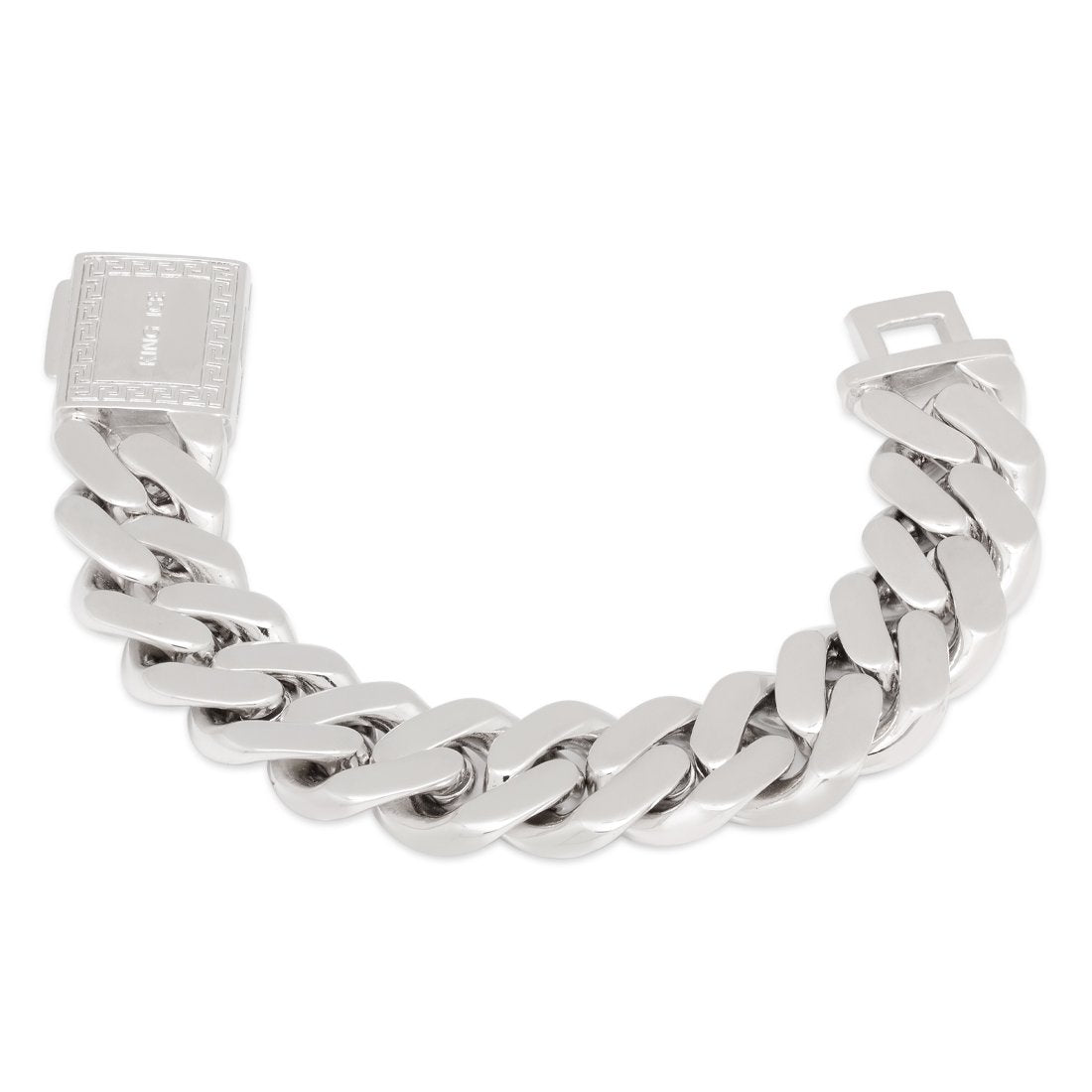 King Ice White Gold Plated 18 Miami Cuban Link Bracelet BRX14102 7"