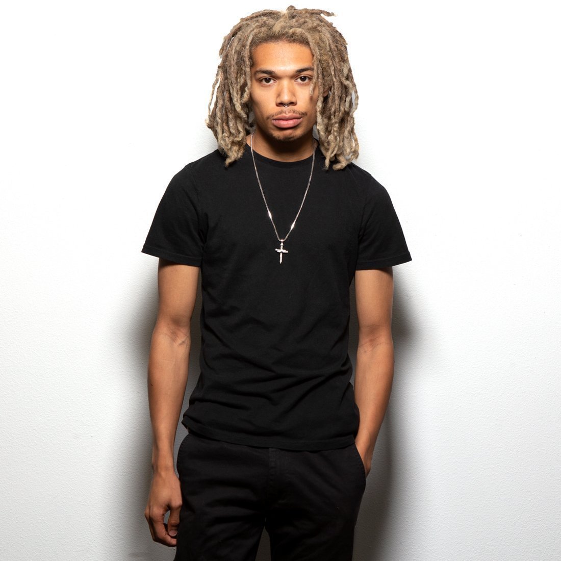 King Ice White Gold Plated Nail Cross Necklace NKX12407