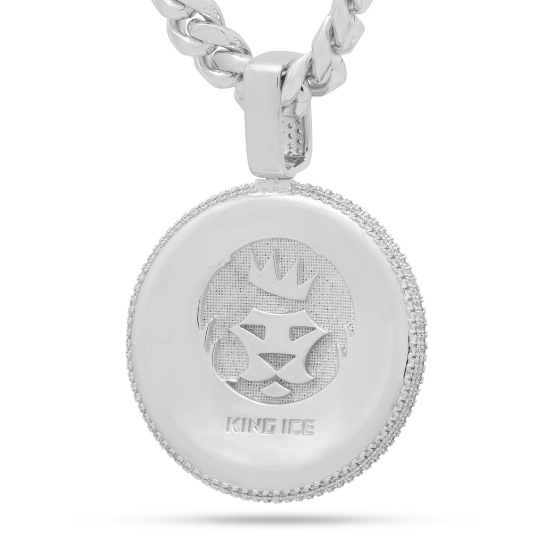 King Ice White Gold Plated Lion Shield Necklace NKX14257