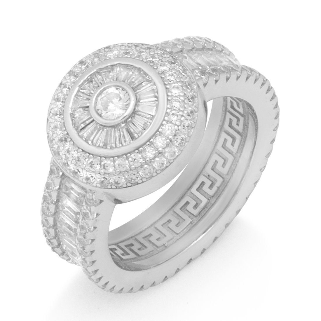 King Ice White Gold Plated Baguette Cluster Ring RGX14223