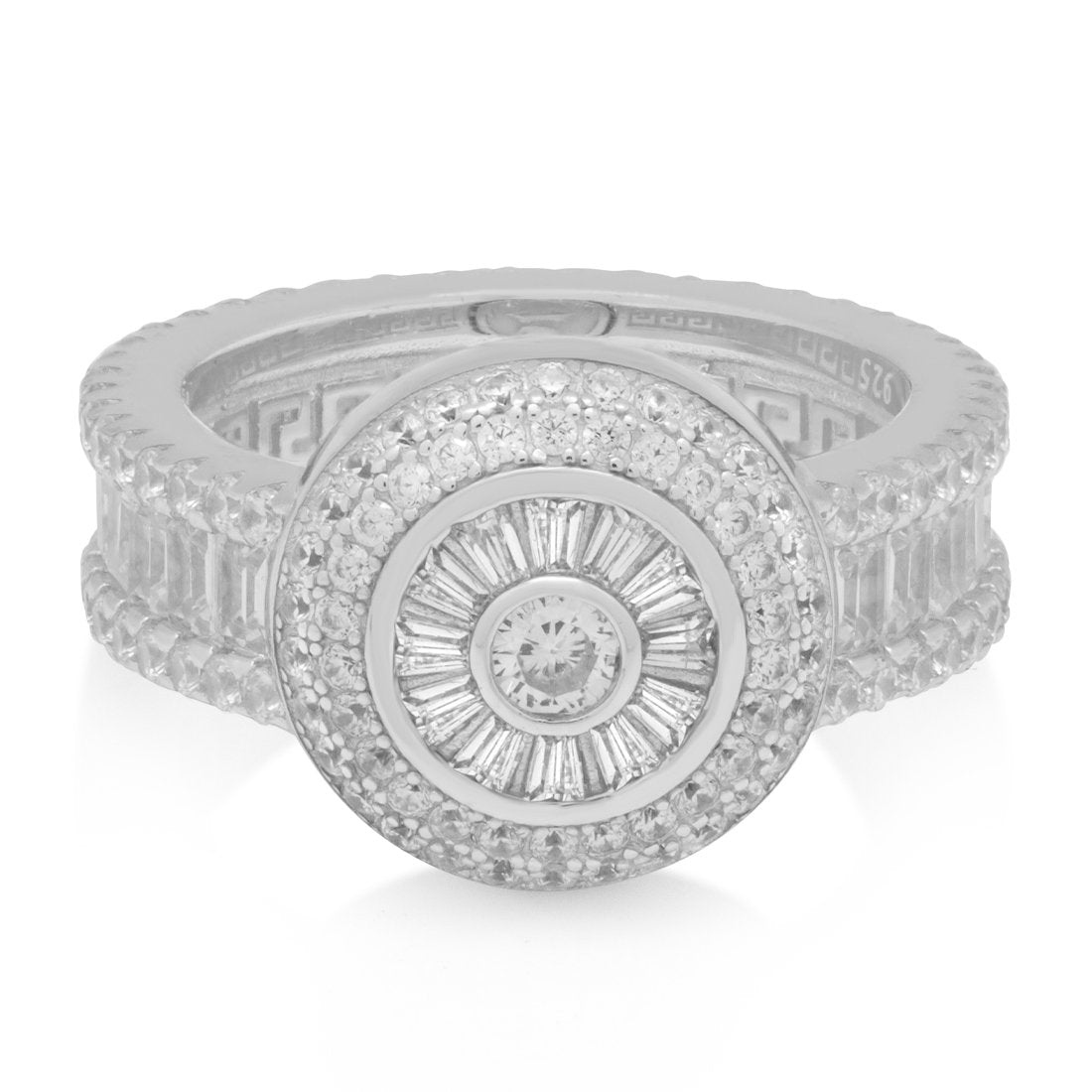 King Ice White Gold Plated Baguette Cluster Ring RGX14223