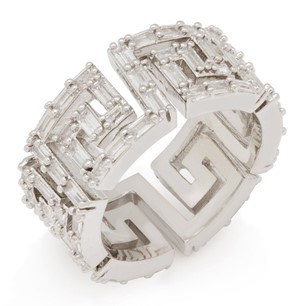 King Ice White Gold Plated Iced Greek Key Ring RGX14242