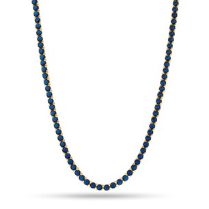 King Ice 14k Gold Plated 4mm Sapphire Tennis Chain CHX12901 22"