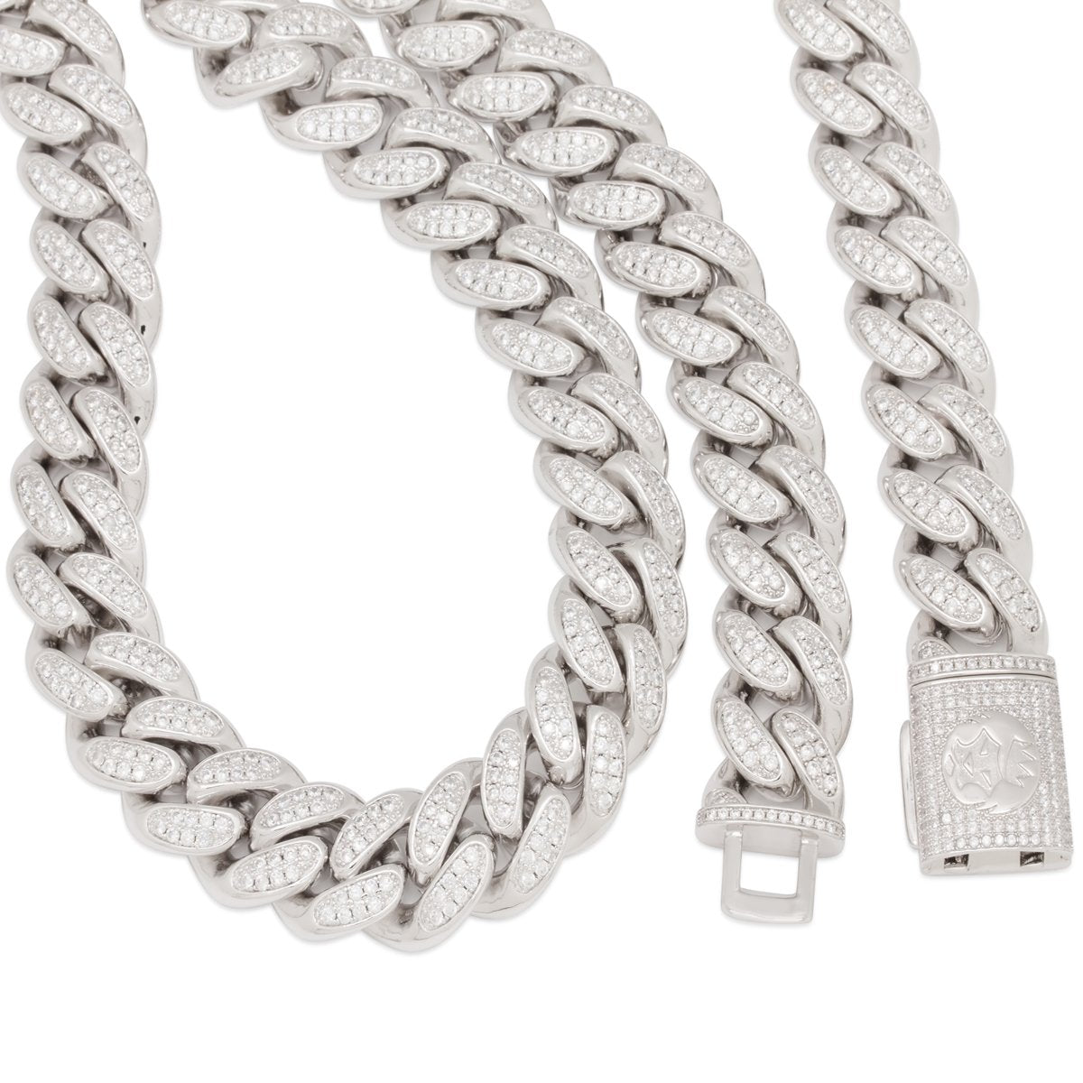 King Ice White Gold Plated 18mm Iced Miami Cuban Link Chain CHX14102 20"
