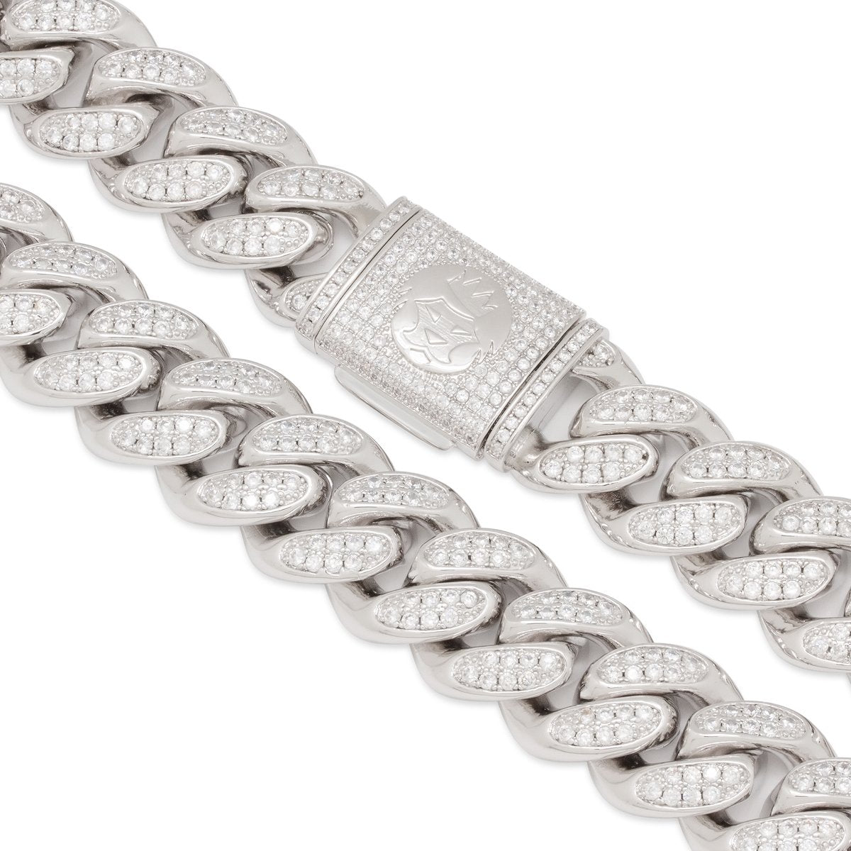 King Ice White Gold Plated 18mm Iced Miami Cuban Link Chain CHX14102 20"