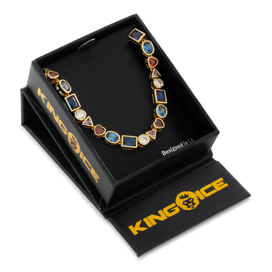 King Ice 14k Gold Plated 6mm Crown Julz Necklace CHX14232 22"