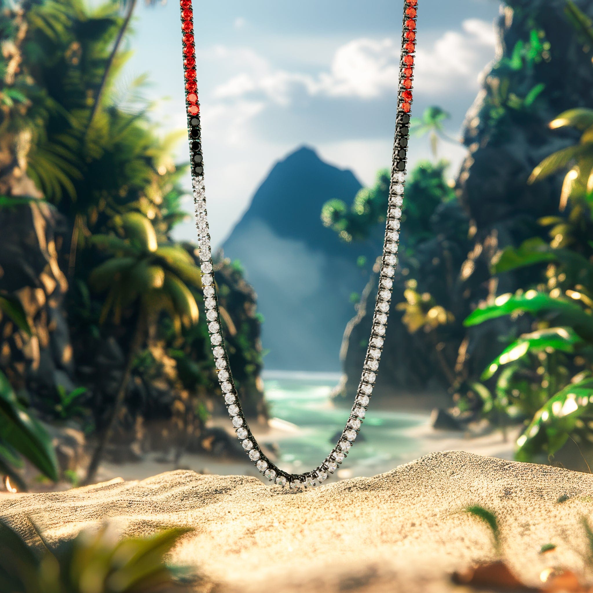 King Ice Black Gold Plated 4mm Poke Ball Tennis Necklace CHX14246 20"