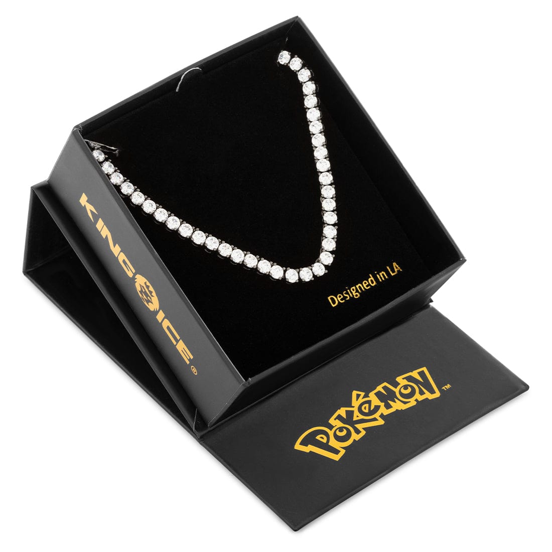 King Ice Black Gold Plated 4mm Poke Ball Tennis Necklace CHX14246 20"