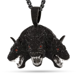 King Ice Black Gold Plated Hound of Hades Necklace NKX14454
