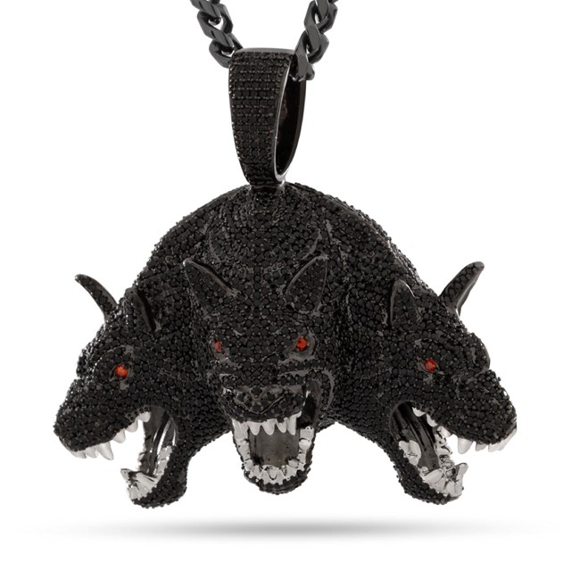 King Ice Black Gold Plated Hound of Hades Necklace NKX14454