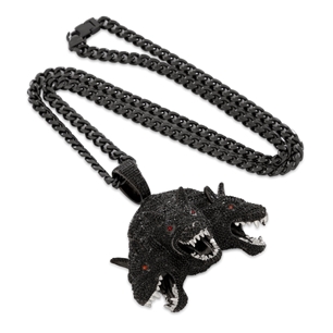 King Ice Black Gold Plated Hound of Hades Necklace NKX14454