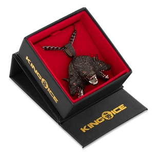 King Ice Black Gold Plated Hound of Hades Necklace NKX14454