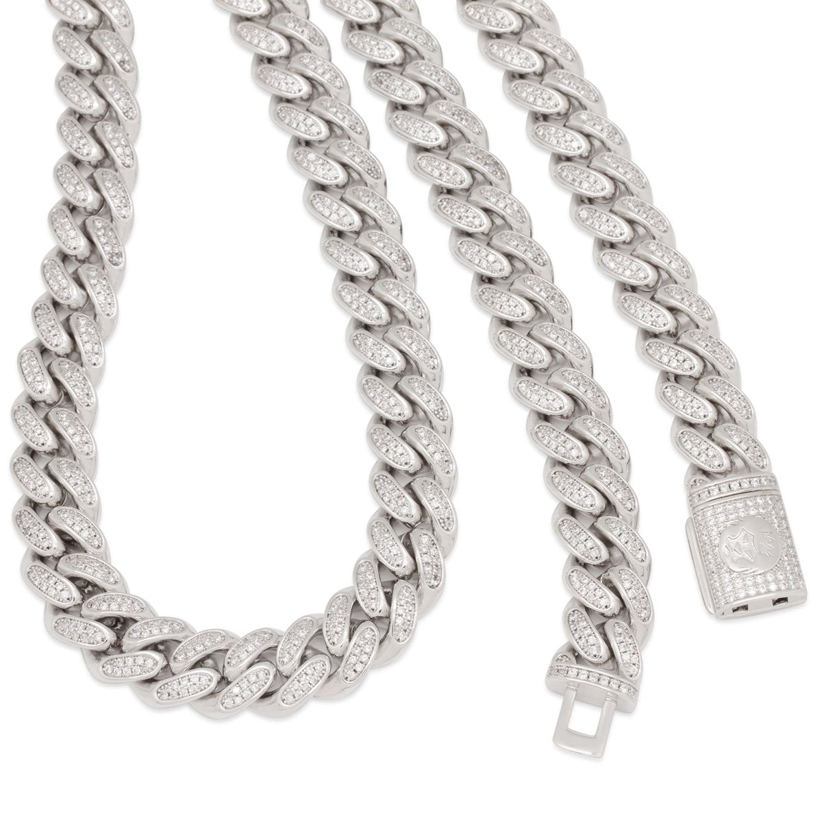 King Ice 15mm White Gold Plated Miami Cuban Link Chain CHX14101 24"