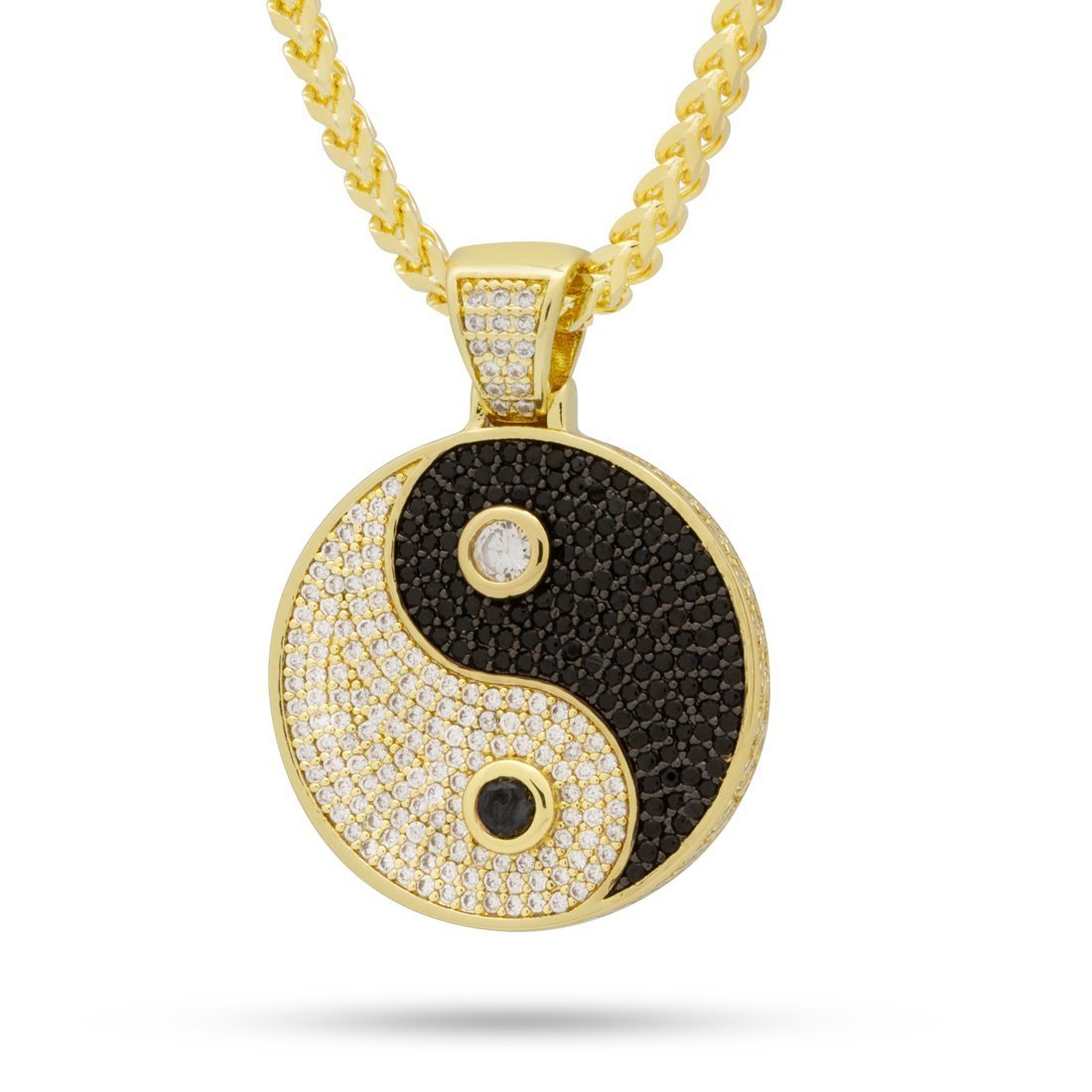 King Ice 14k Gold Plated Ying Yang Medallion Necklace NKX14069