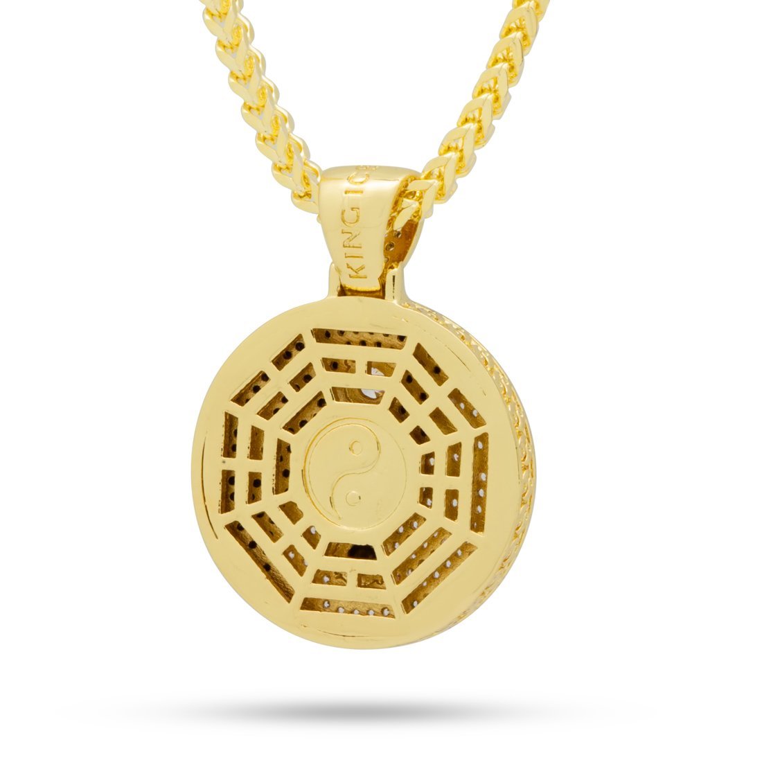 King Ice 14k Gold Plated Ying Yang Medallion Necklace NKX14069