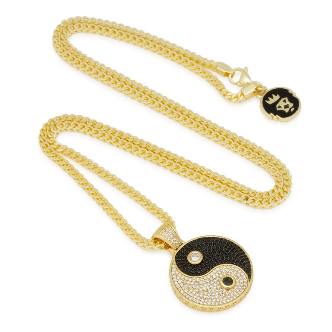 King Ice 14k Gold Plated Ying Yang Medallion Necklace NKX14069