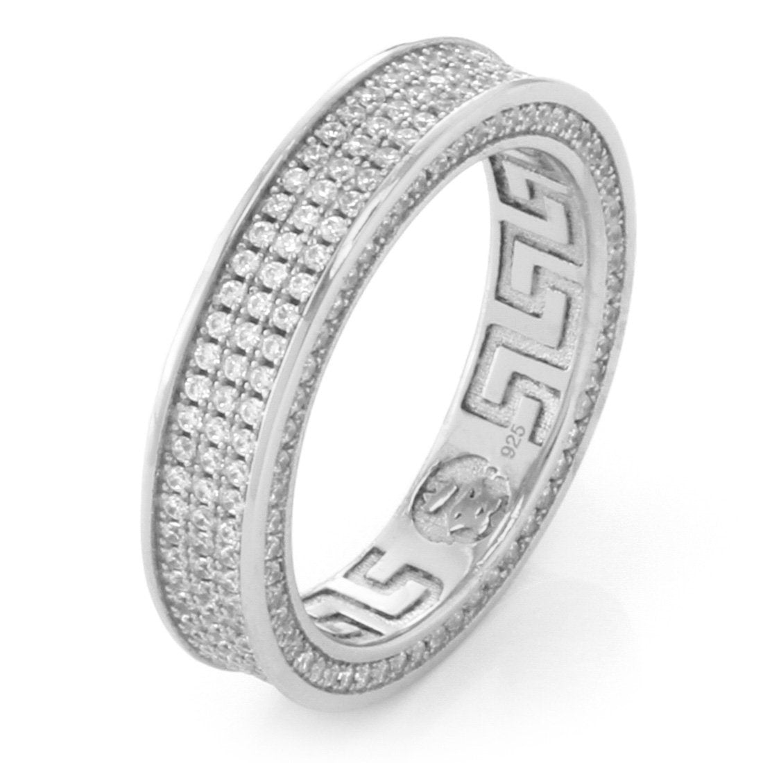 King Ice White Gold Plated 3 Row Infinity Ring RGX11829