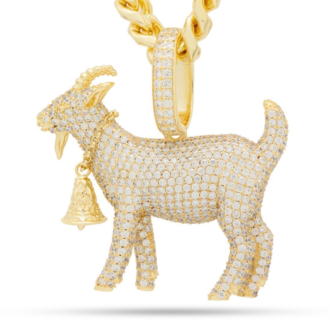 King Ice 14k Gold Plated XL Goat Necklace NKX14098XL