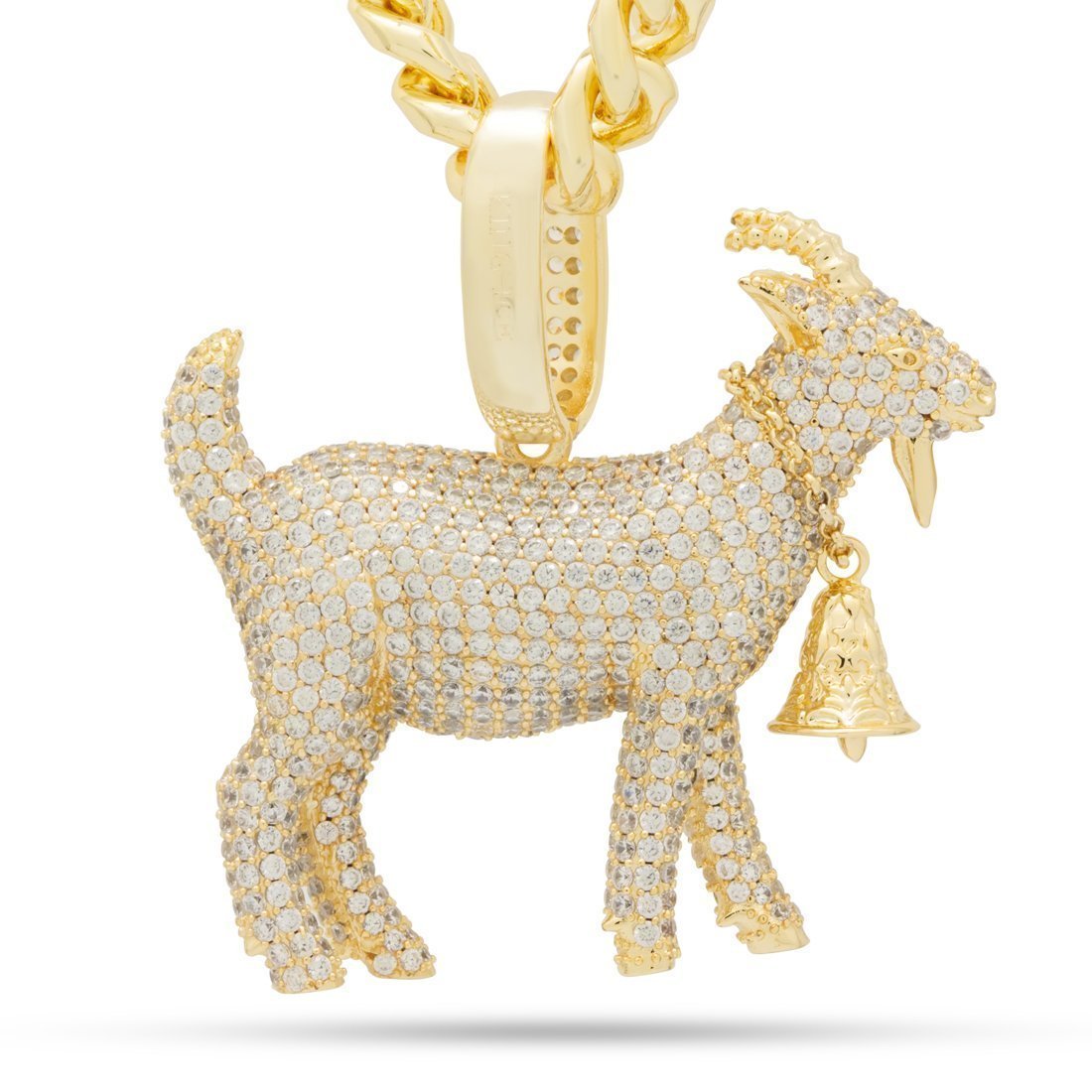 King Ice 14k Gold Plated XL Goat Necklace NKX14098XL