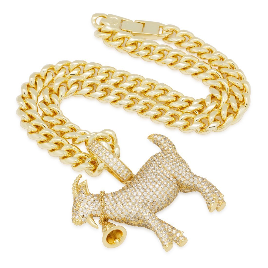 King Ice 14k Gold Plated XL Goat Necklace NKX14098XL
