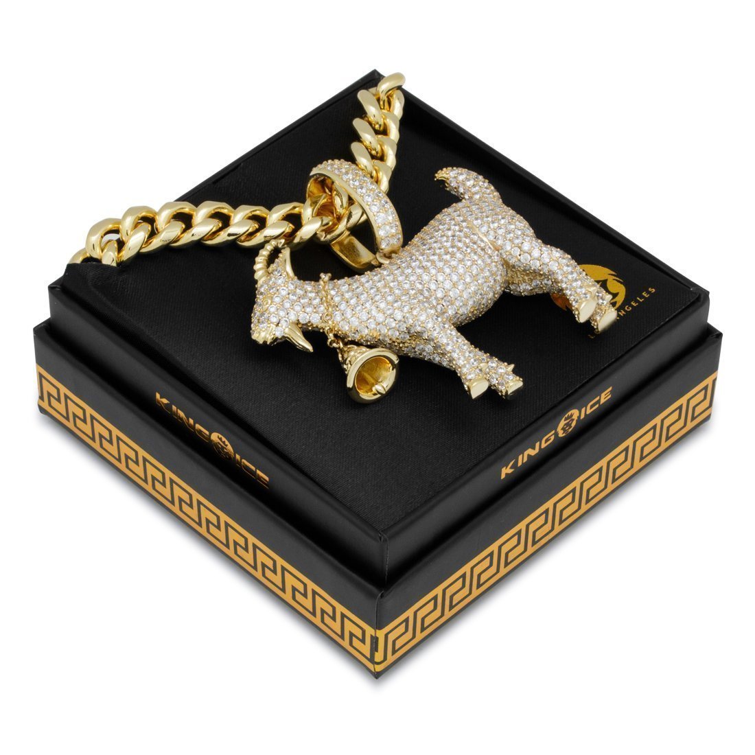 King Ice 14k Gold Plated XL Goat Necklace NKX14098XL