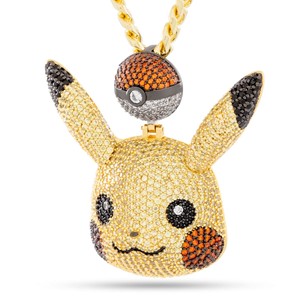 King Ice 14k Gold Plated Pokémon Pikachu Necklace NKX14500