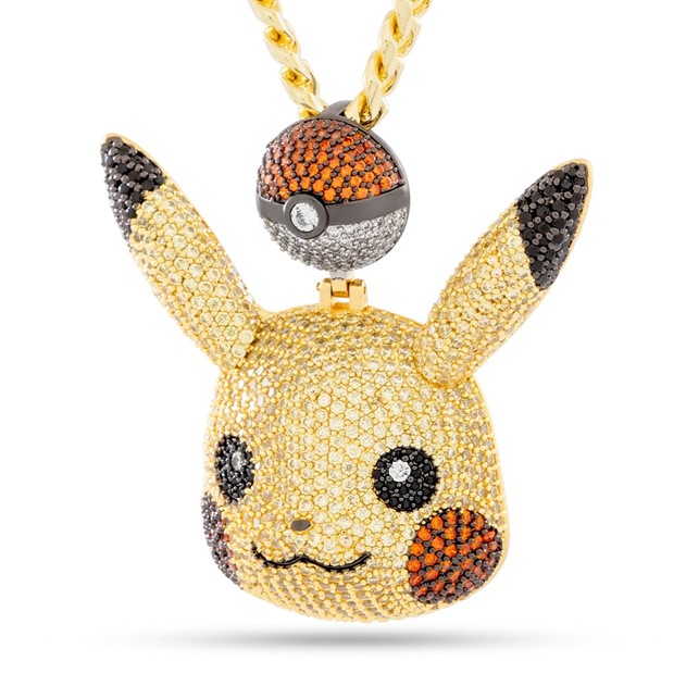 King Ice 14k Gold Plated Pokémon Pikachu Necklace NKX14500