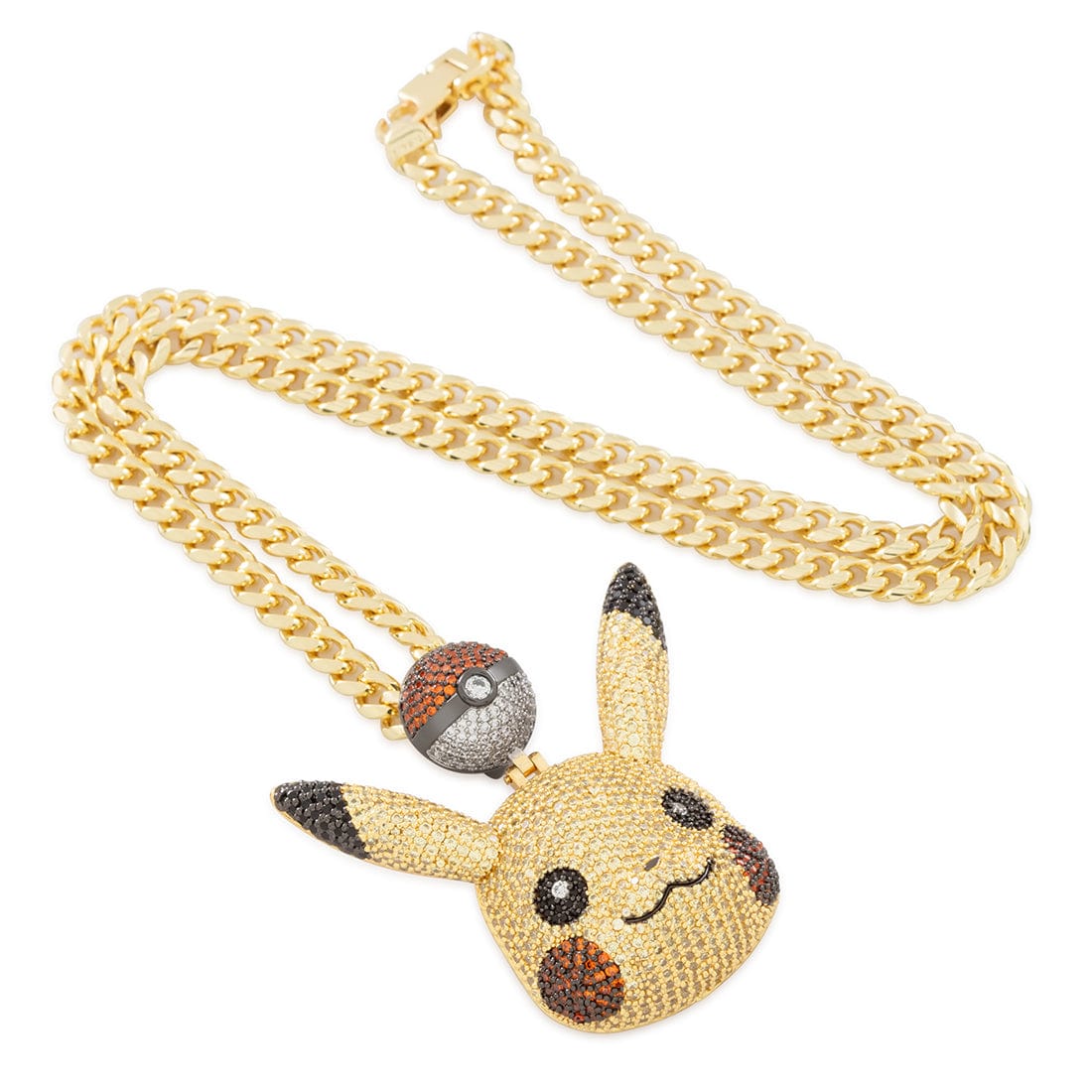 King Ice 14k Gold Plated Pokémon Pikachu Necklace NKX14500