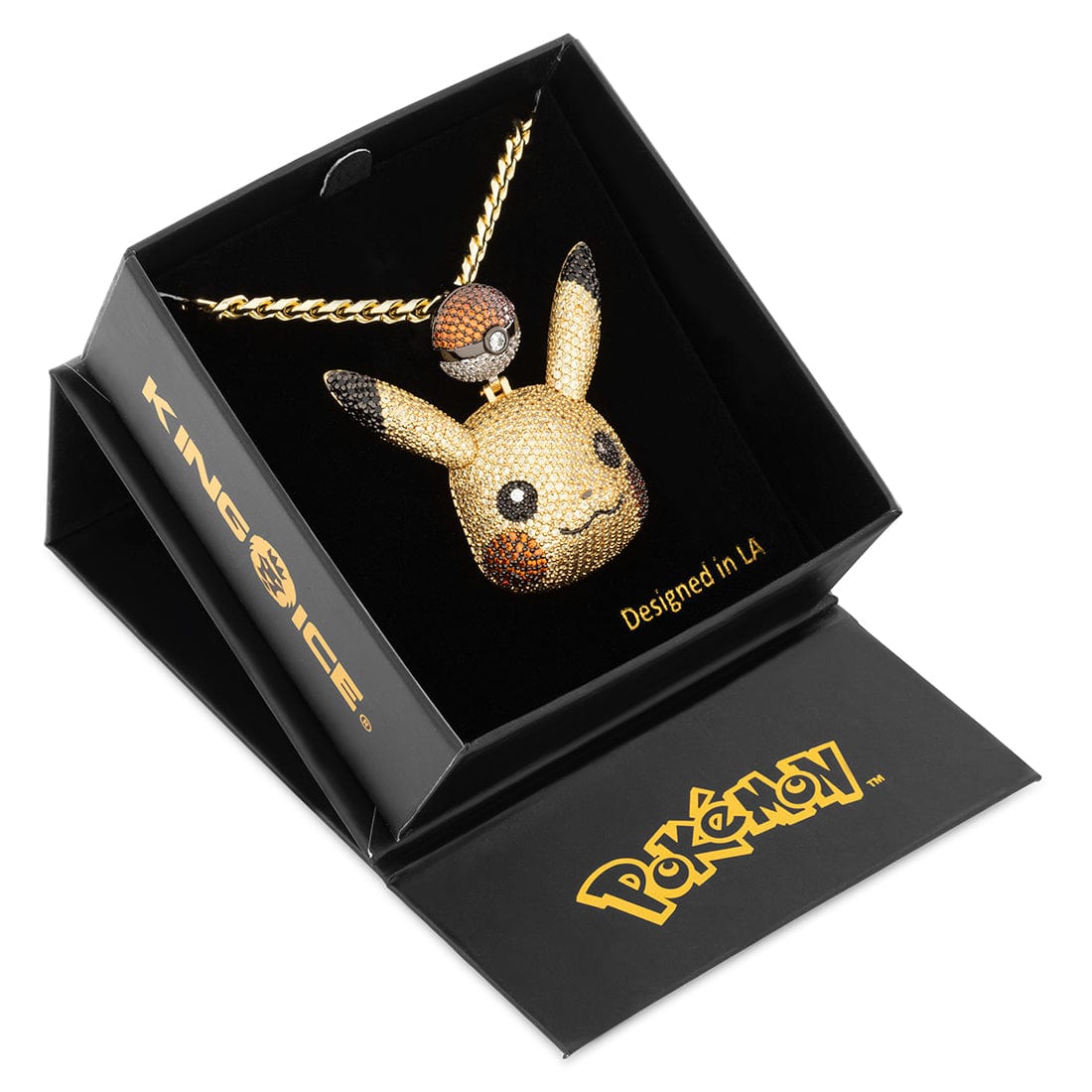 King Ice 14k Gold Plated Pokémon Pikachu Necklace NKX14500