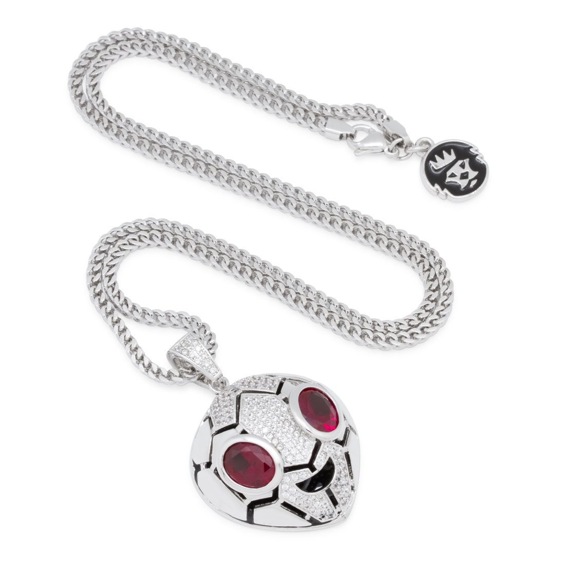 King Ice White Gold Plated Serpent Alien Emoji Necklace NKX14031