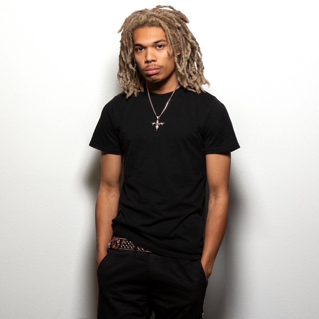 King Ice White Gold Plated Dual Uzi Angel Necklace NKX14167