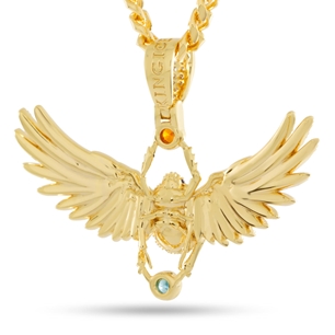 King Ice 14k Gold Plated Scarab of Khepri Necklace NKX14428