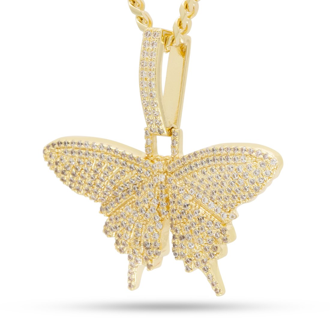 King Ice 14k Gold Plated Iced Butterfly Necklace NKX20001