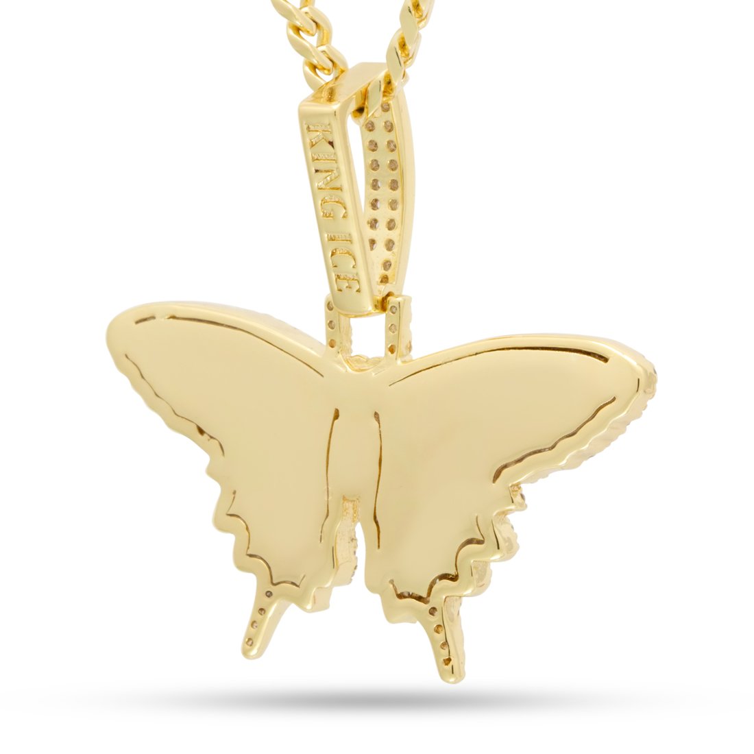 King Ice 14k Gold Plated Iced Butterfly Necklace NKX20001