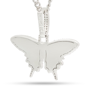 King Ice White Gold Plated Iced Butterfly Necklace NKX20001