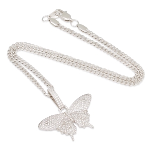 King Ice White Gold Plated Iced Butterfly Necklace NKX20001