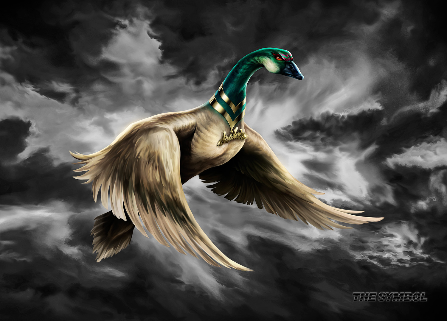 THE SYMBOL Full Colour Goose w/ Grey Clouds Fine Art Poster 70x50 cm