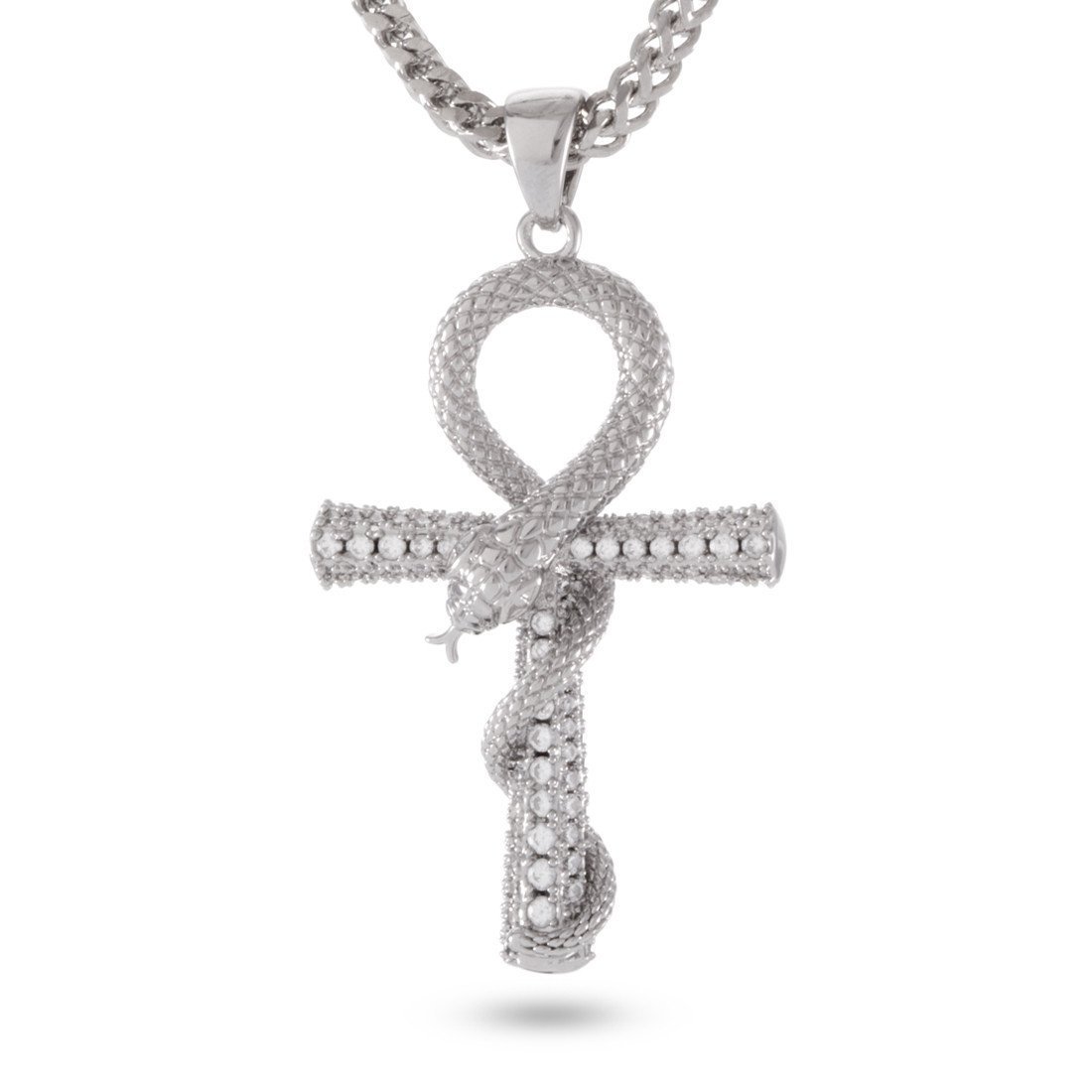 King Ice White Gold Plated Ankh Cross Necklace NKX12118