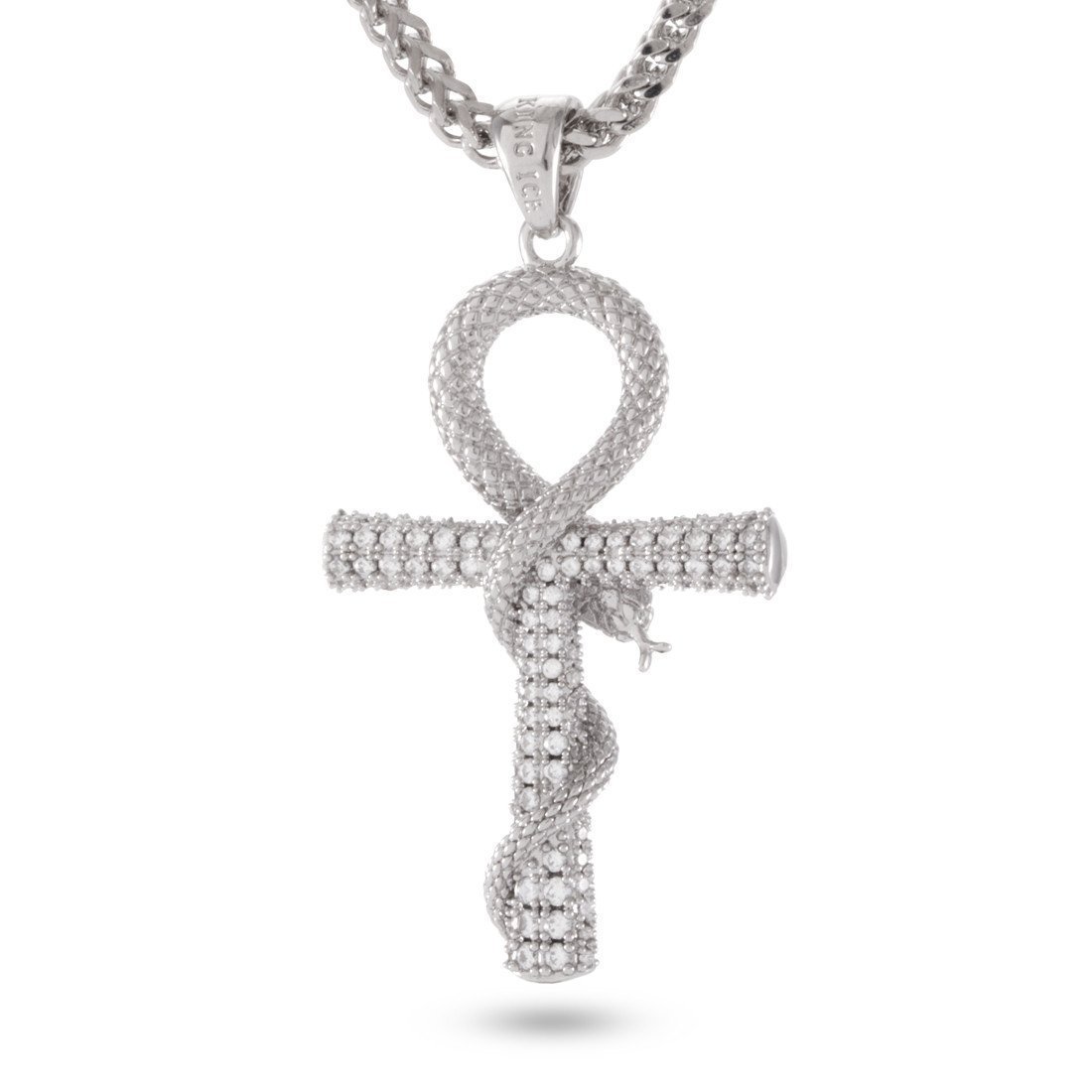 King Ice White Gold Plated Ankh Cross Necklace NKX12118
