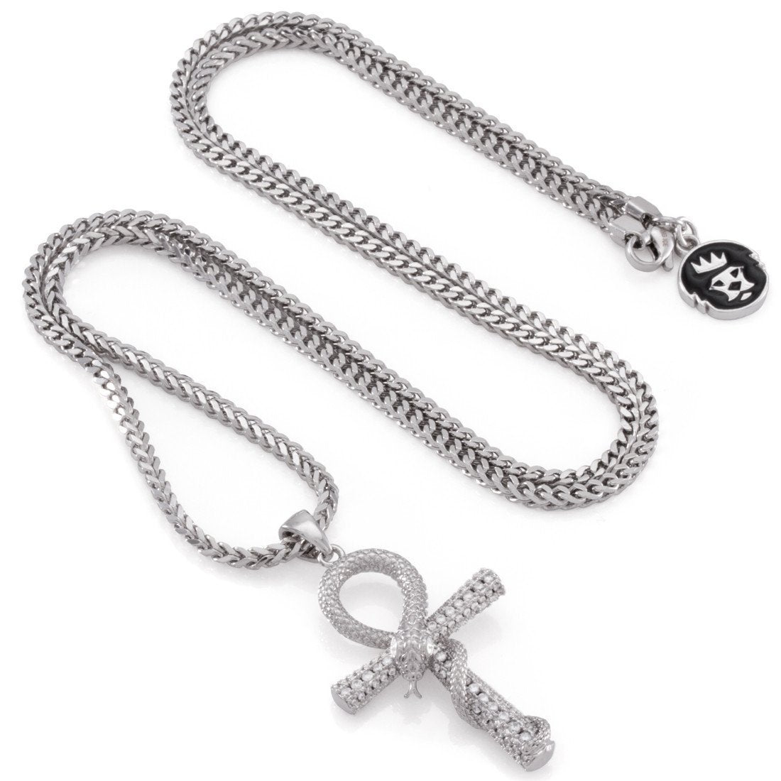King Ice White Gold Plated Ankh Cross Necklace NKX12118