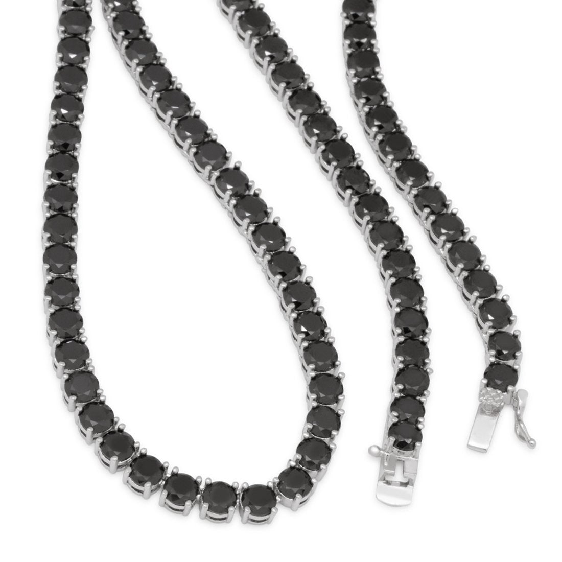 King Ice White Gold Plated 5mm Onyx Tennis Chain 22" CHX11962