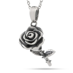King Ice 14k Sterling Silver Antique Rose Necklace NKX14066
