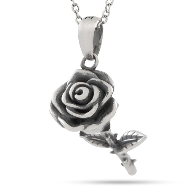 King Ice 14k Sterling Silver Antique Rose Necklace NKX14066